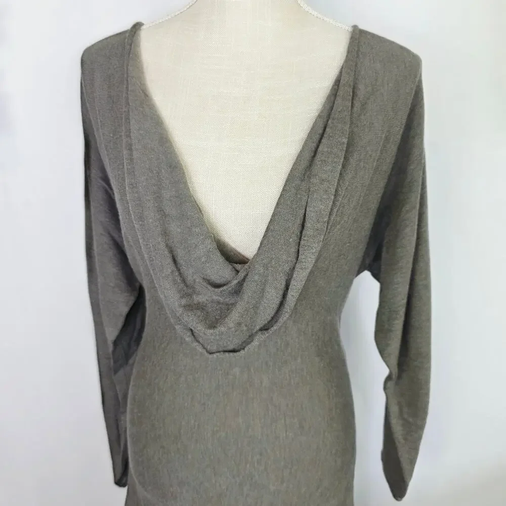 Soft Surroundings Sweater Tunic Dress Small Taupe Cowl Neck Wool Blend Minimal